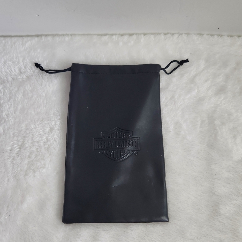 Harley Davidson H-D Motorcycle Black Faux Leather Glasses Bag Pouch